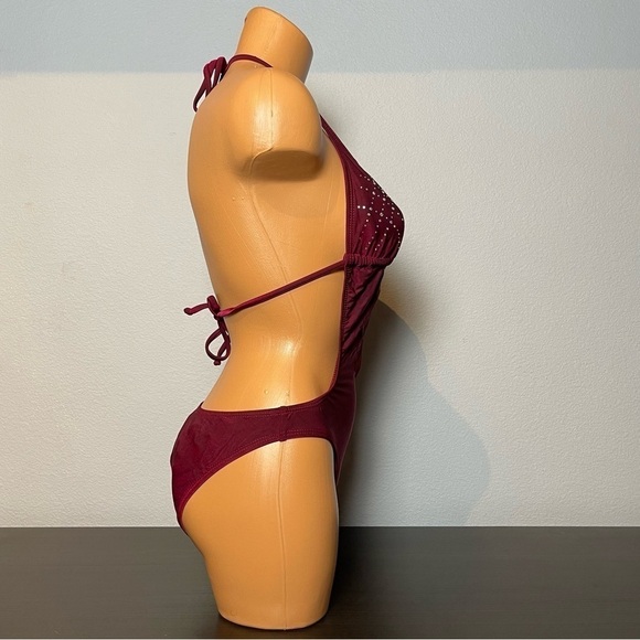 Nwt GUESS Rock Star Rhinestone Embellished Plunge 1 Piece Swimsuit (SW06) - Picture 6 of 12